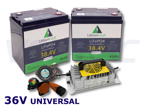 Lithium Golf Cart Battery full conversion Kit 36V 90Ah - Universal On-board Charge